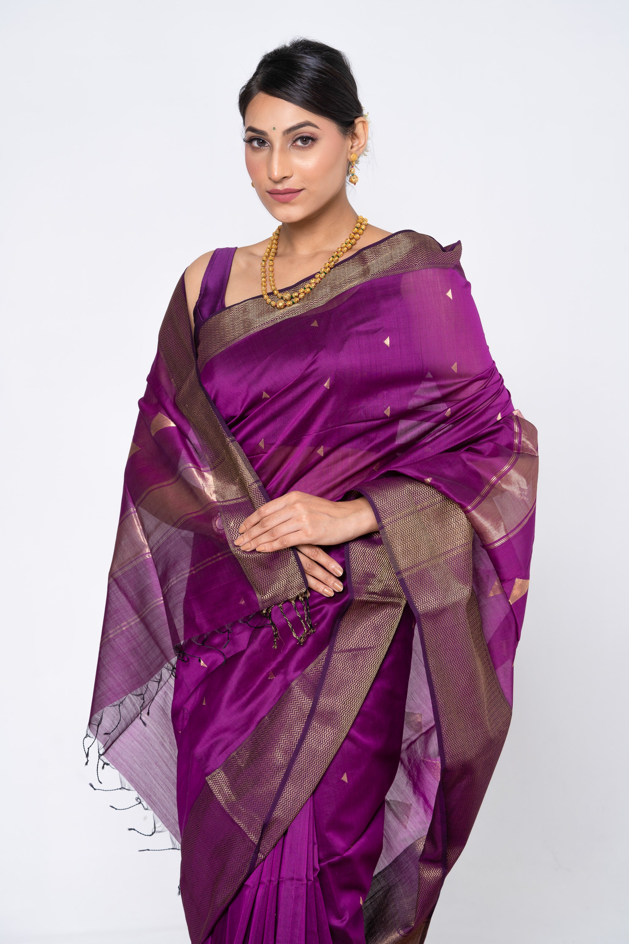 Purple Triangular Motif Saree