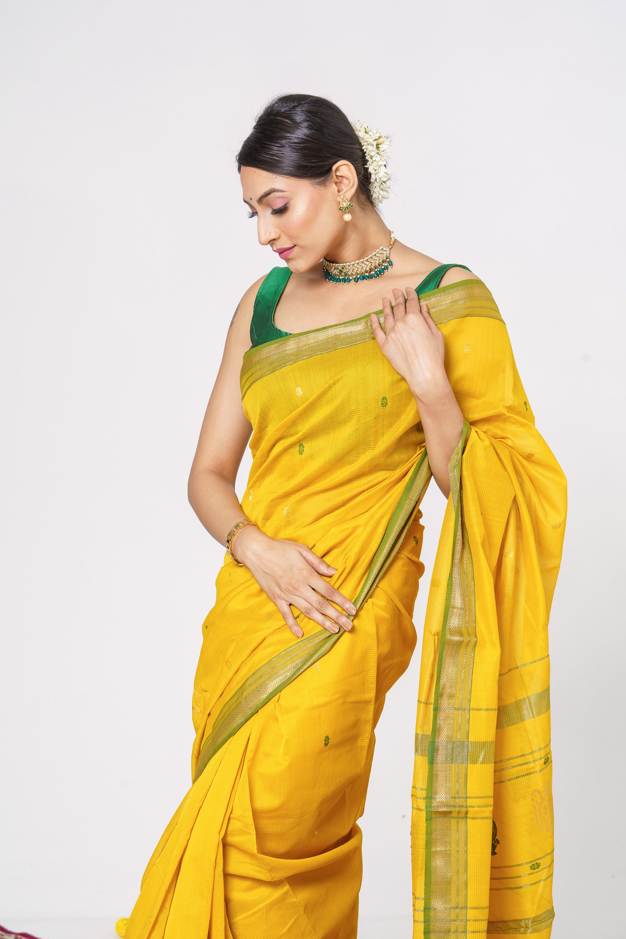 yellow green traditional maheshwari