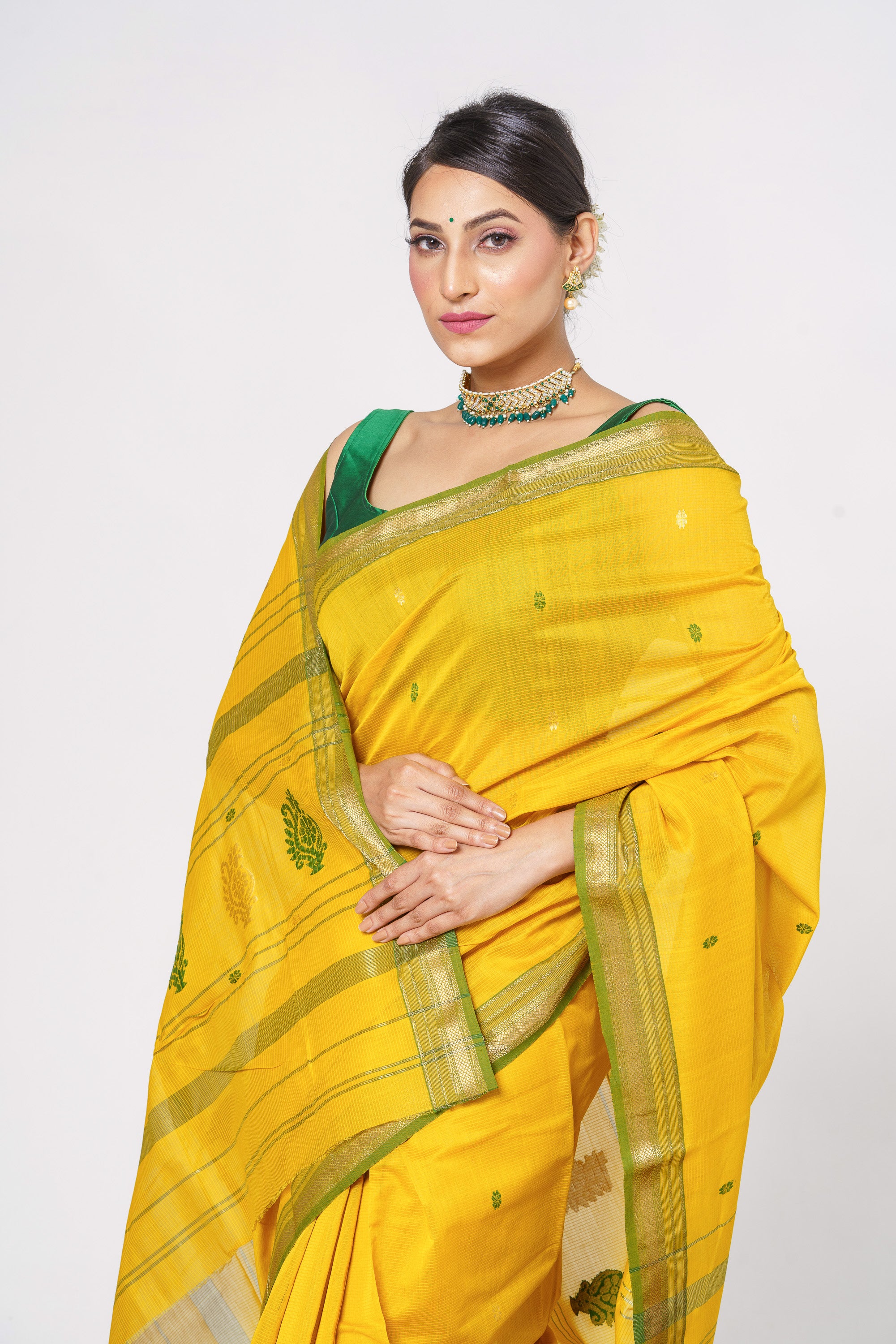 yellow green traditional maheshwari