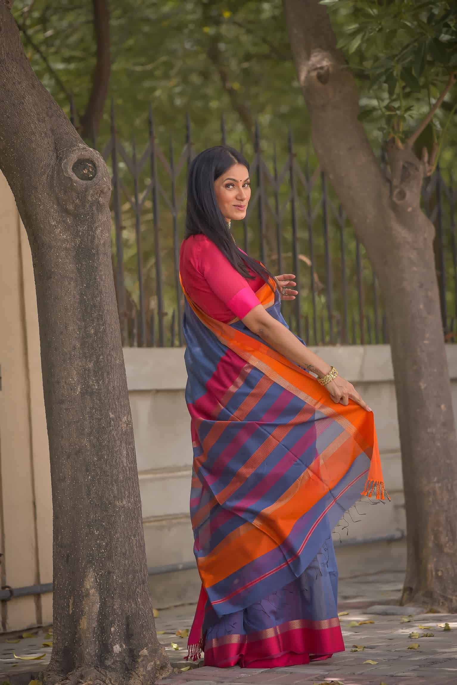 Dual Border Sand Treasure Saree grey