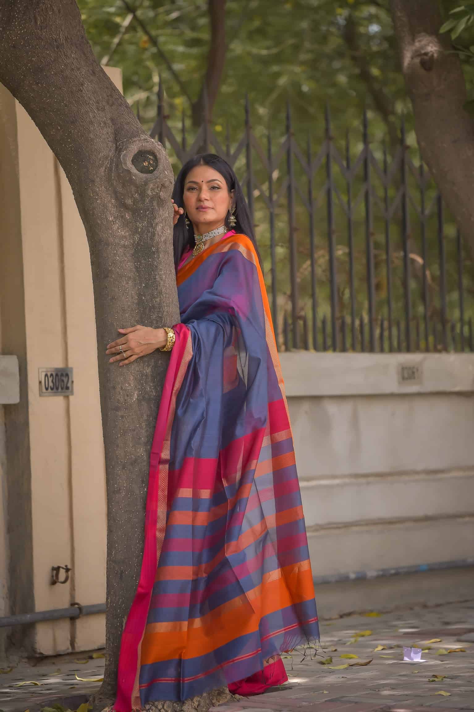 Dual Border Sand Treasure Saree grey