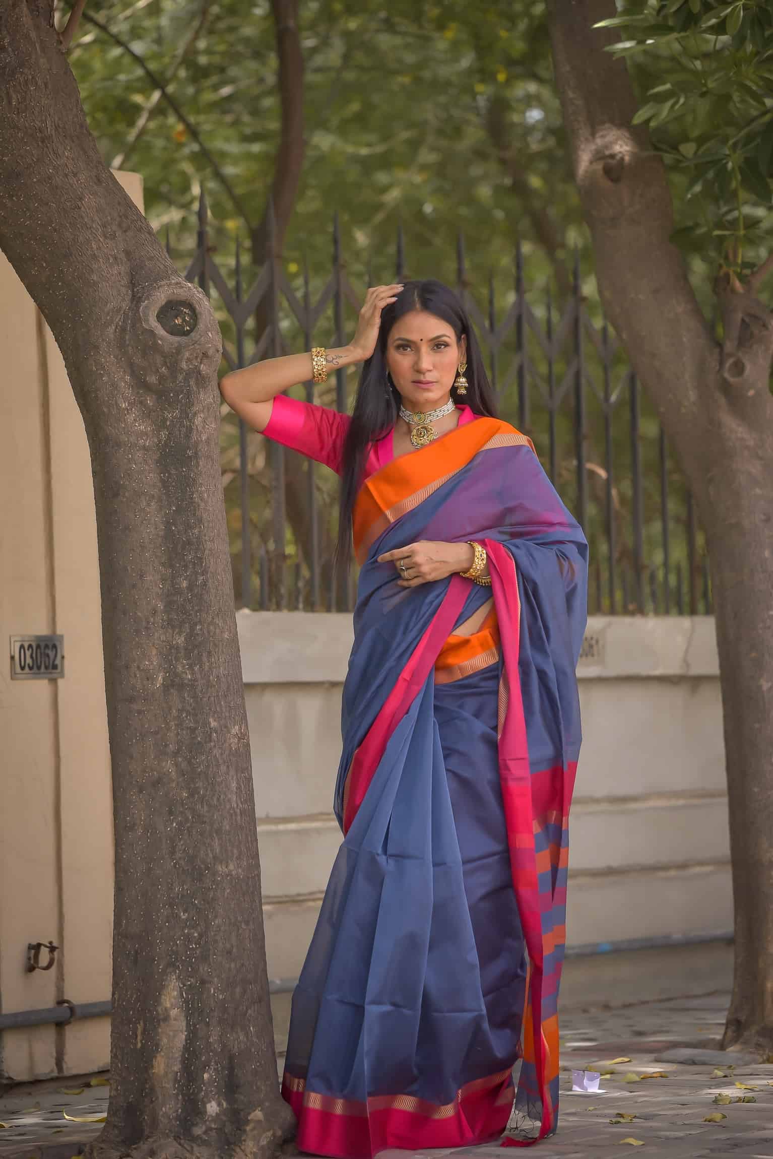 Dual Border Sand Treasure Saree grey