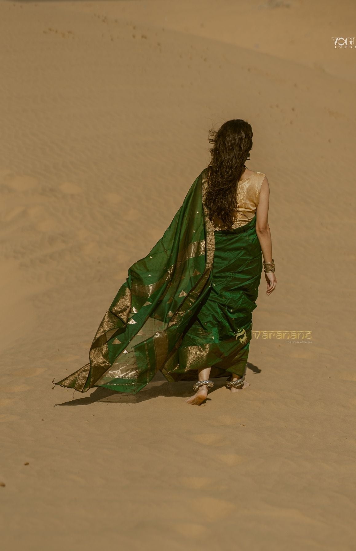 Bottle Green Triangular Motifs Saree